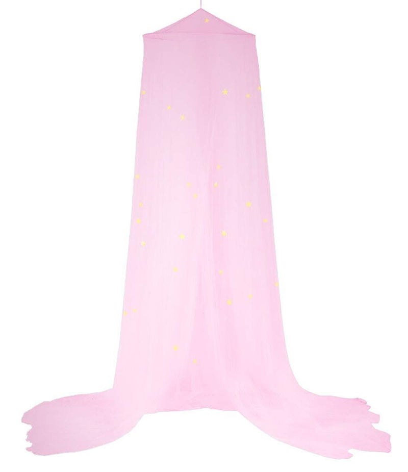 BCBYou Baby, Kids & Adult Mosquito Net Canopy with Glow in Dark Stars, for Crib, Kids, Girls or Full Size Bed (Pink) - Image 2